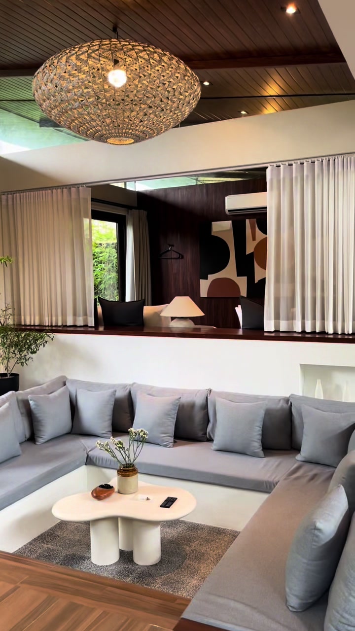 Cabin living room with modern interiors